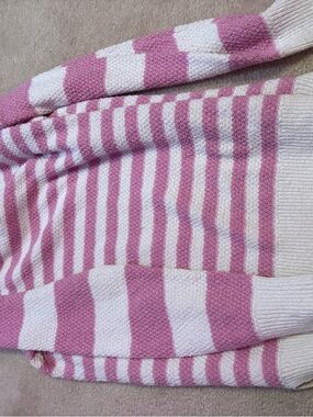 Cozy Pink and Cream Striped Women's Sweater